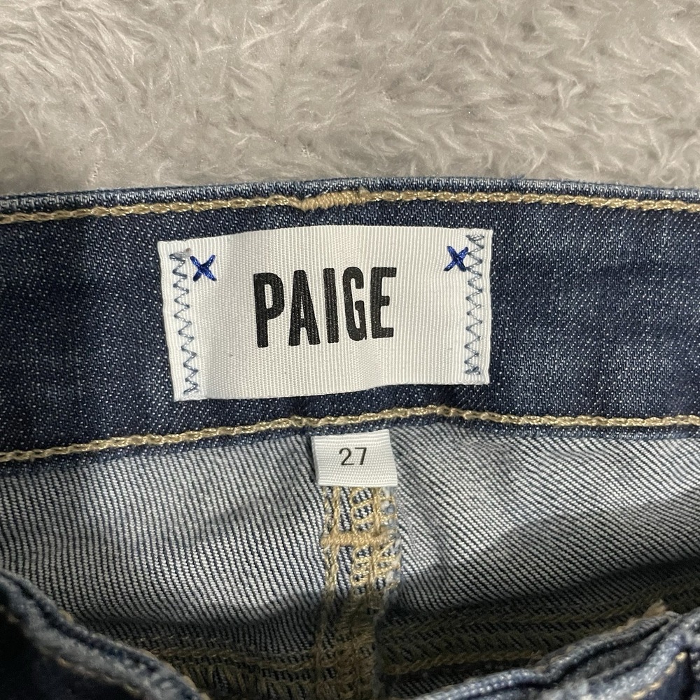 PAIGE Jeans Womens Size 27 Kylie Crop Dark Wash‎ Cuffed Blue Denim Stretch - Picture 2 of 7